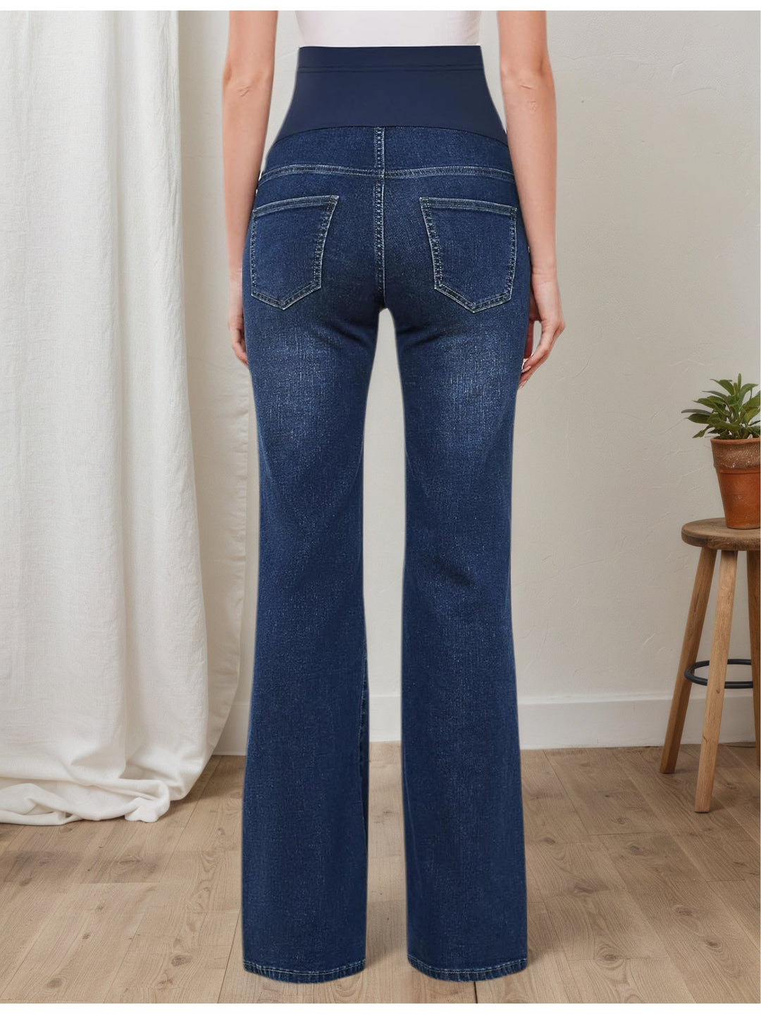Women's Denim Maternity Jeans Belly Panel Flare Leg Bootcut Stretch Casual