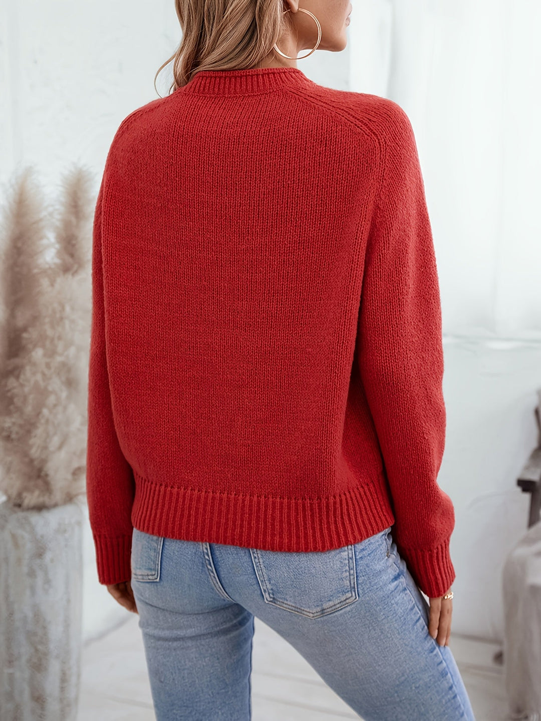 Women's Red Christmas Tree Tacky Sweater Crewneck Knit Ugly Pullover