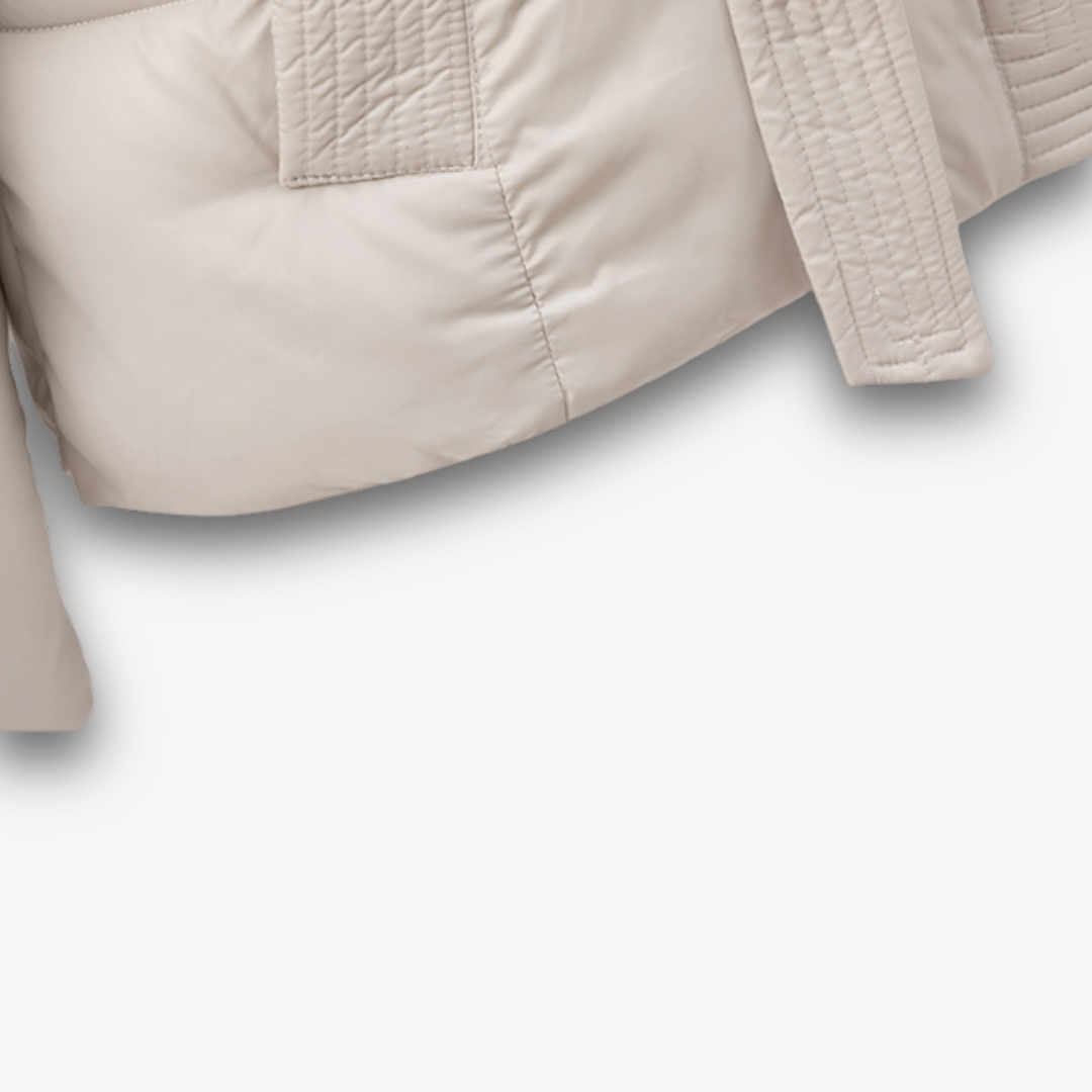 Women's Belted Hooded Puffer Jacket Full-Zip Quilted Fitted-Waist Warm