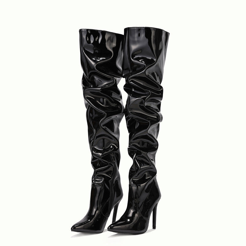 Women's Over-the-Knee Boots Stiletto Heel Pointed-Toe Slouch Side-Zip