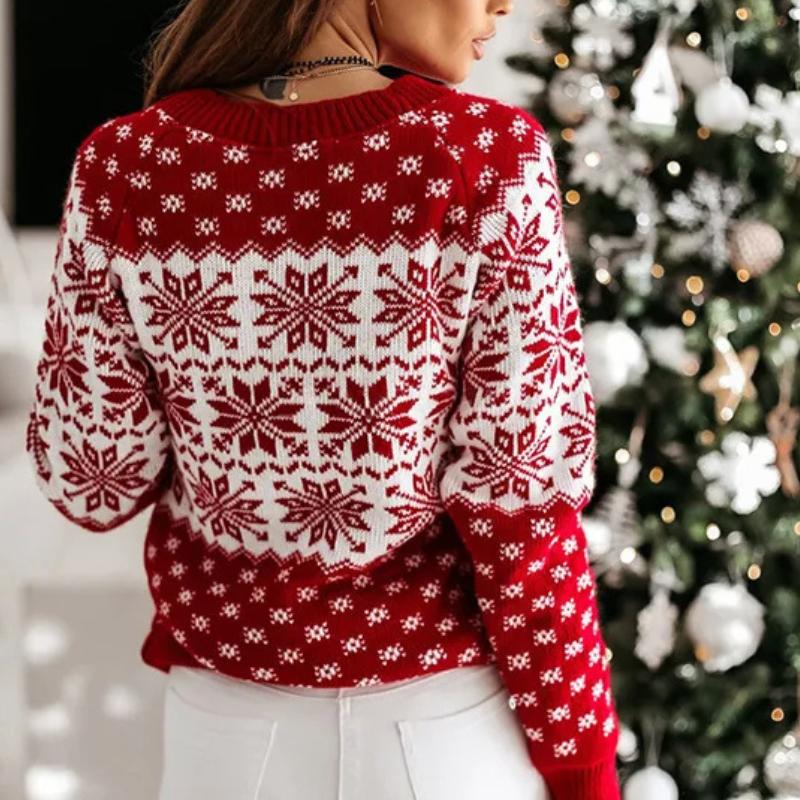 Women's Festive Christmas Knit Sweater Snowflake Nordic Fair Isle Holiday