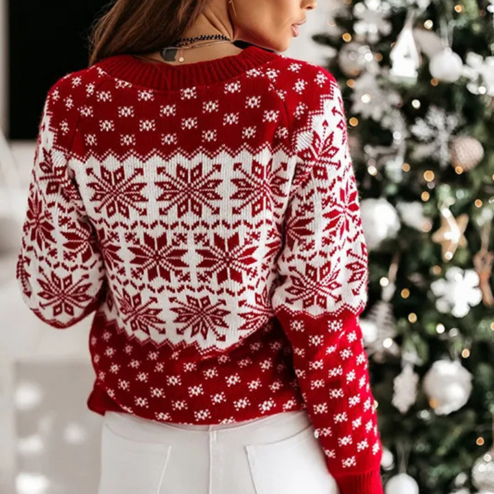 Women's Festive Christmas Knit Sweater Snowflake Nordic Fair Isle Holiday