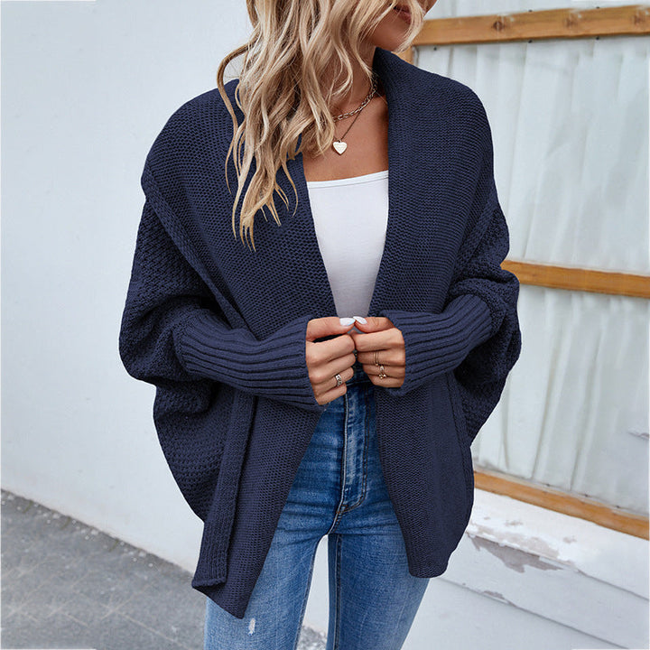 Women's Oversized Open-Front Batwing Knit Cardigan Shawl Collar Loose Sweater