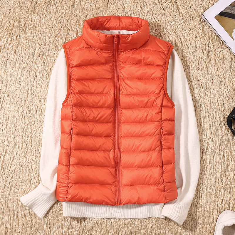 Women's Lightweight Padded Puffer Vest Stand Collar Zip-Up Quilted Gilet