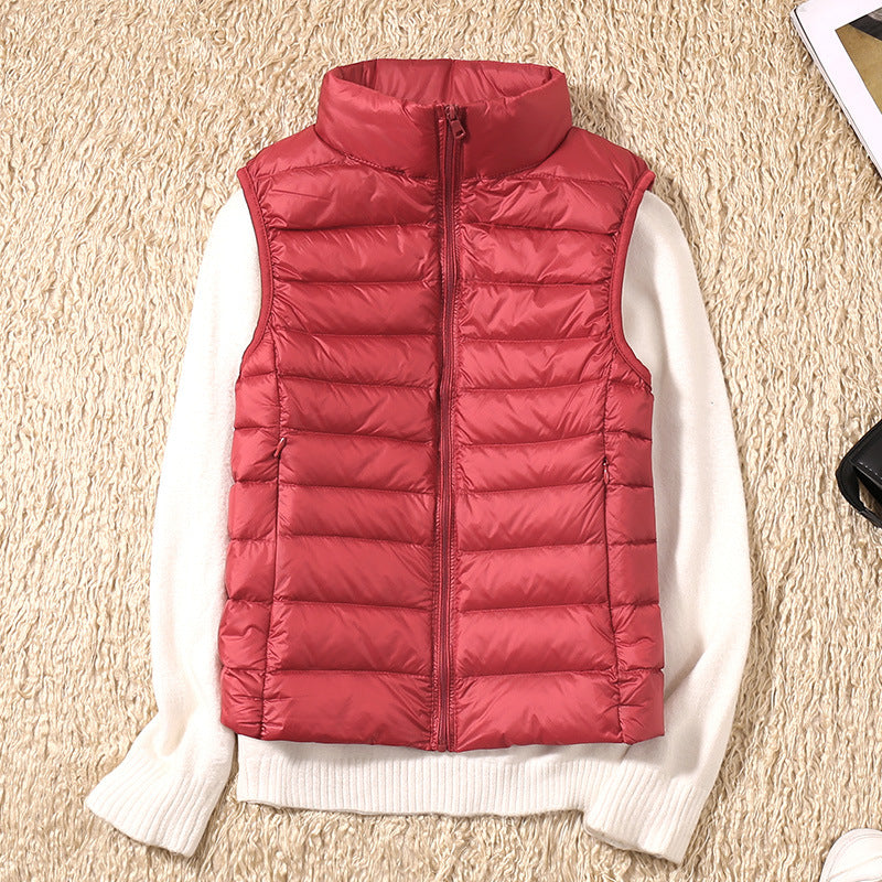 Women's Lightweight Padded Puffer Vest Stand Collar Zip-Up Quilted Gilet