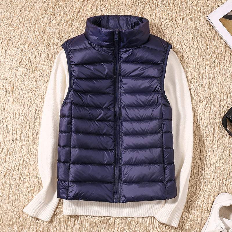 Women's Lightweight Padded Puffer Vest Stand Collar Zip-Up Quilted Gilet
