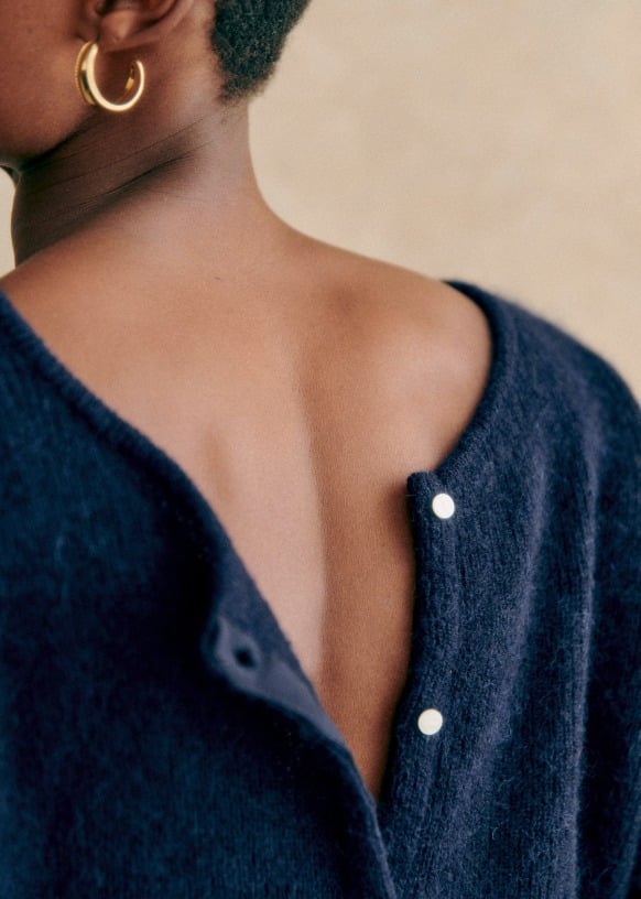 Women's Chunky Knit Cardigan Button-Front V-Neck Soft Brushed Mohair Relaxed