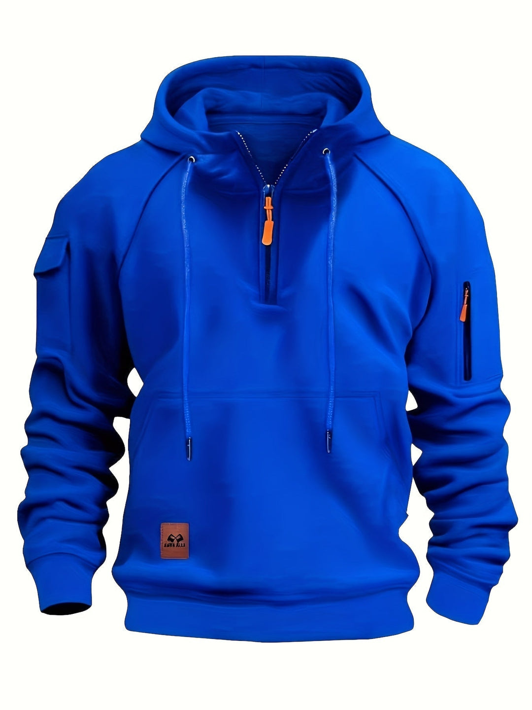 Men's Utility Quarter-Zip Hoodie Drawstring Sleeve Pocket Techwear Relaxed