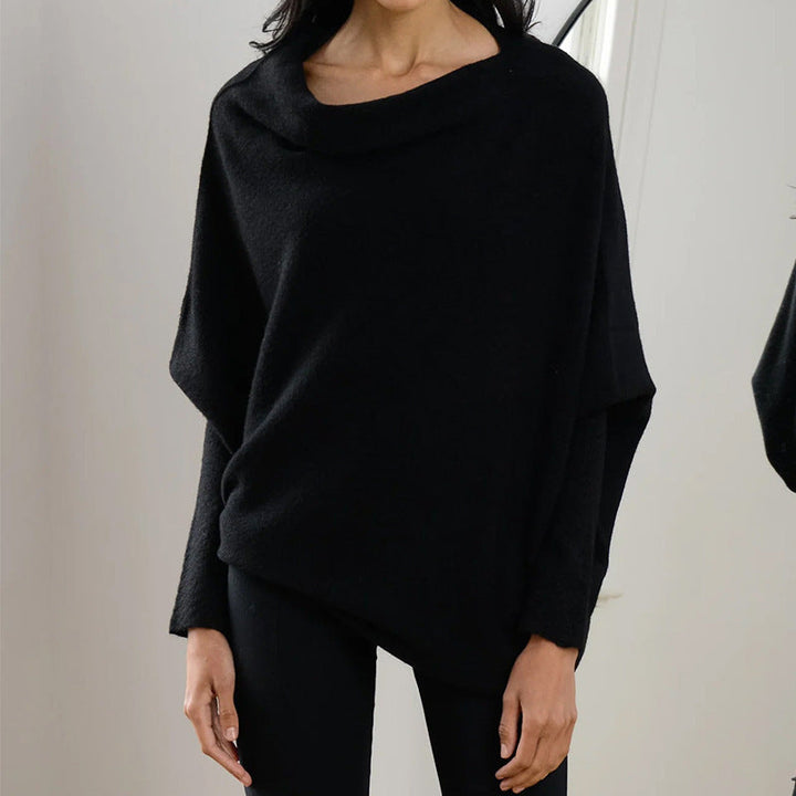 Women's Off-Shoulder Knit Sweater Carmen Neckline Batwing Sleeve Oversized
