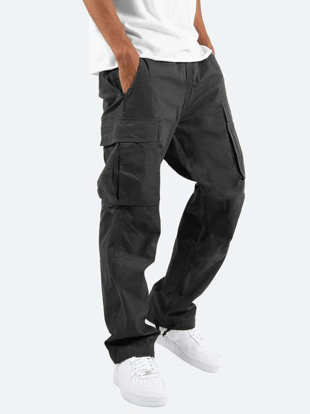 Men's Cargo Trousers Multi-Pocket Relaxed Straight Cotton Workwear Casual