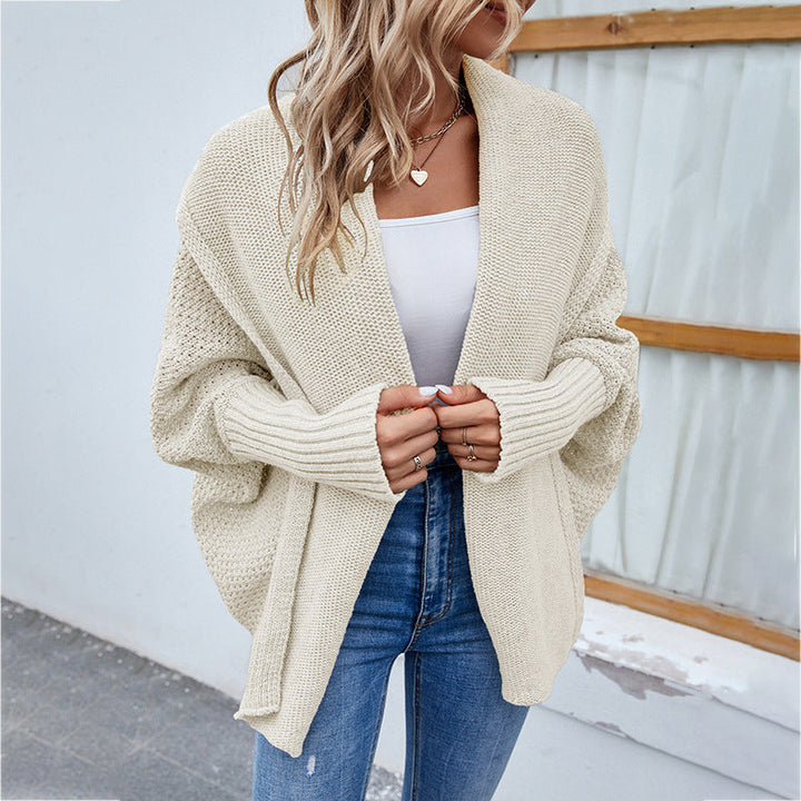 Women's Oversized Open-Front Batwing Knit Cardigan Shawl Collar Loose Sweater