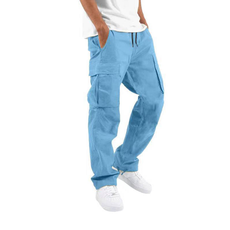 Men's Cargo Trousers Multi-Pocket Relaxed Straight Cotton Workwear Casual