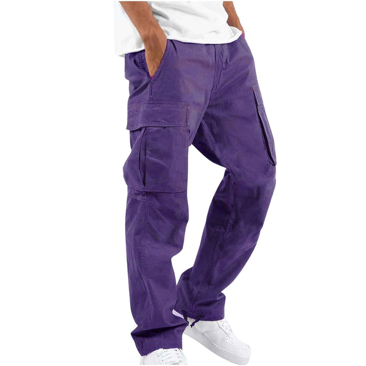 Men's Cargo Trousers Multi-Pocket Relaxed Straight Cotton Workwear Casual