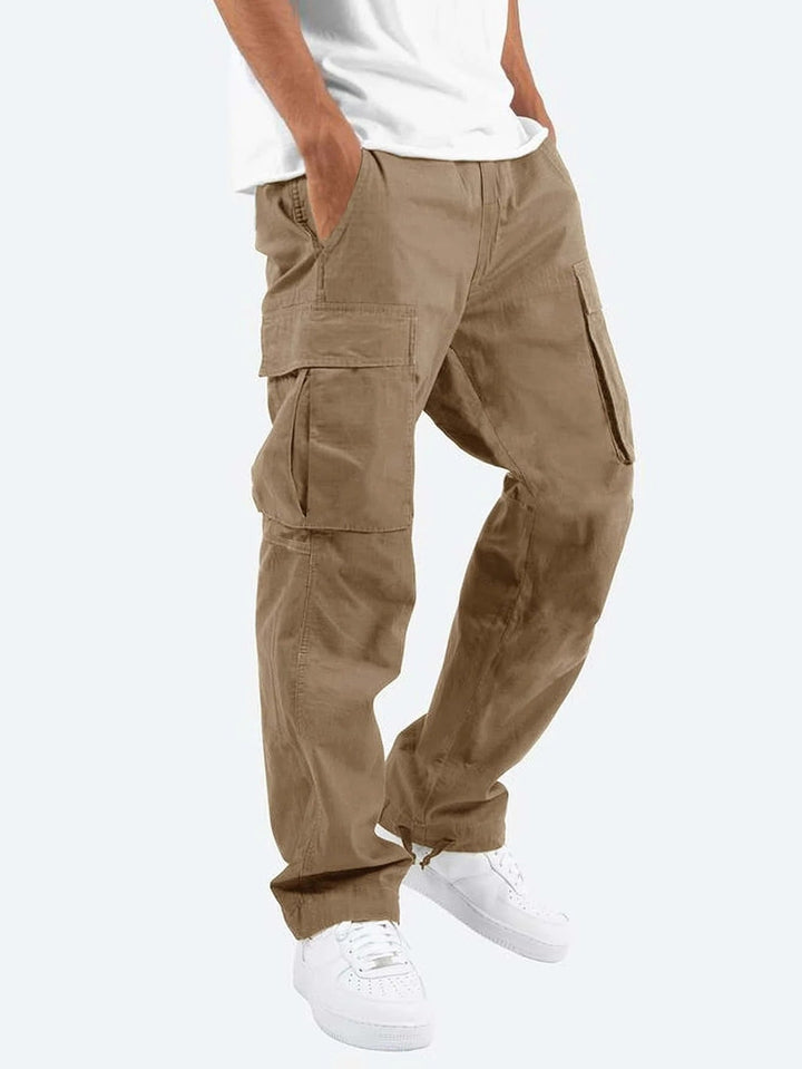 Men's Cargo Trousers Multi-Pocket Relaxed Straight Cotton Workwear Casual