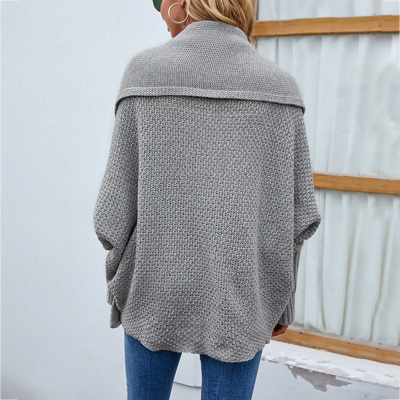 Women's Oversized Open-Front Batwing Knit Cardigan Shawl Collar Loose Sweater