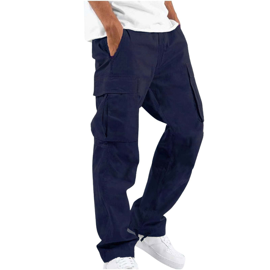 Men's Cargo Trousers Multi-Pocket Relaxed Straight Cotton Workwear Casual