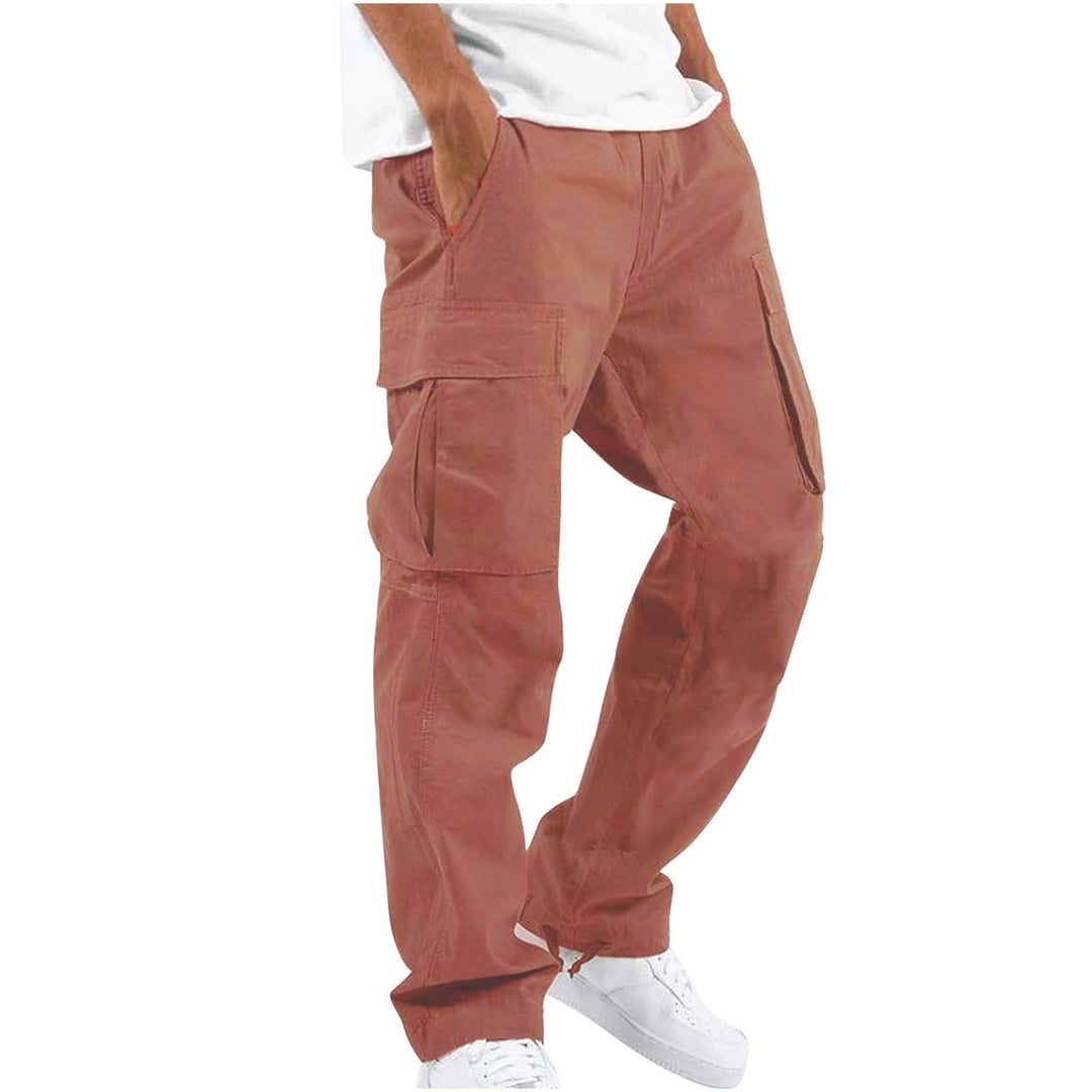 Men's Cargo Trousers Multi-Pocket Relaxed Straight Cotton Workwear Casual