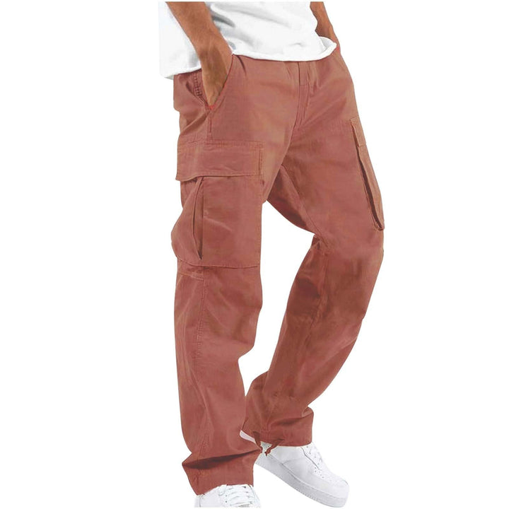 Men's Cargo Trousers Multi-Pocket Relaxed Straight Cotton Workwear Casual