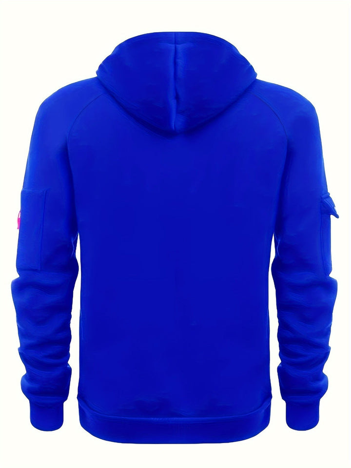 Men's Utility Quarter-Zip Hoodie Drawstring Sleeve Pocket Techwear Relaxed