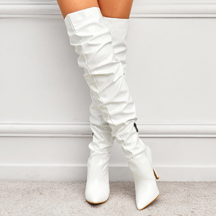 Women's Over-the-Knee Boots Stiletto Heel Pointed-Toe Slouch Side-Zip