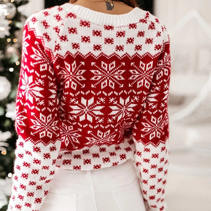 Women's Festive Christmas Knit Sweater Snowflake Nordic Fair Isle Holiday