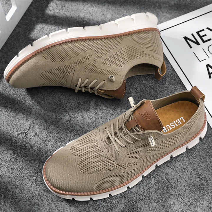 Men's Knit Mesh Sneakers Lace-Up Lightweight Cupsole Breathable Casual