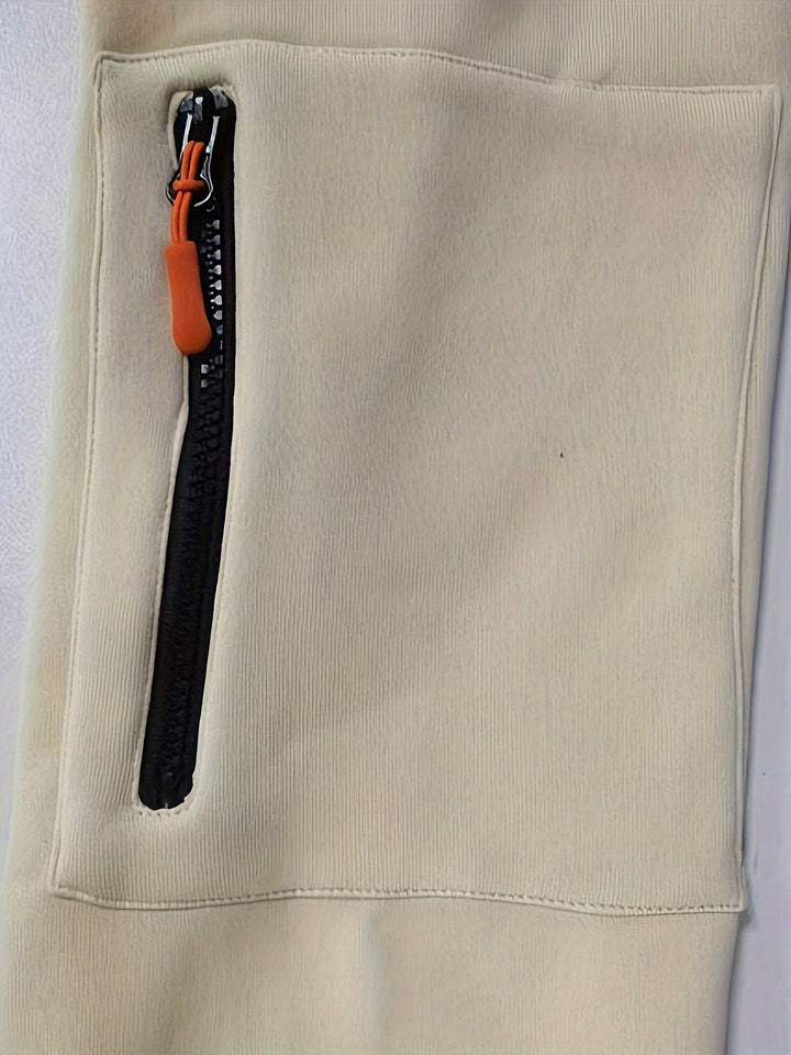 Men's Utility Quarter-Zip Hoodie Drawstring Sleeve Pocket Techwear Relaxed