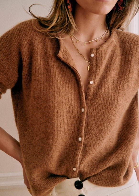 Women's Chunky Knit Cardigan Button-Front V-Neck Soft Brushed Mohair Relaxed