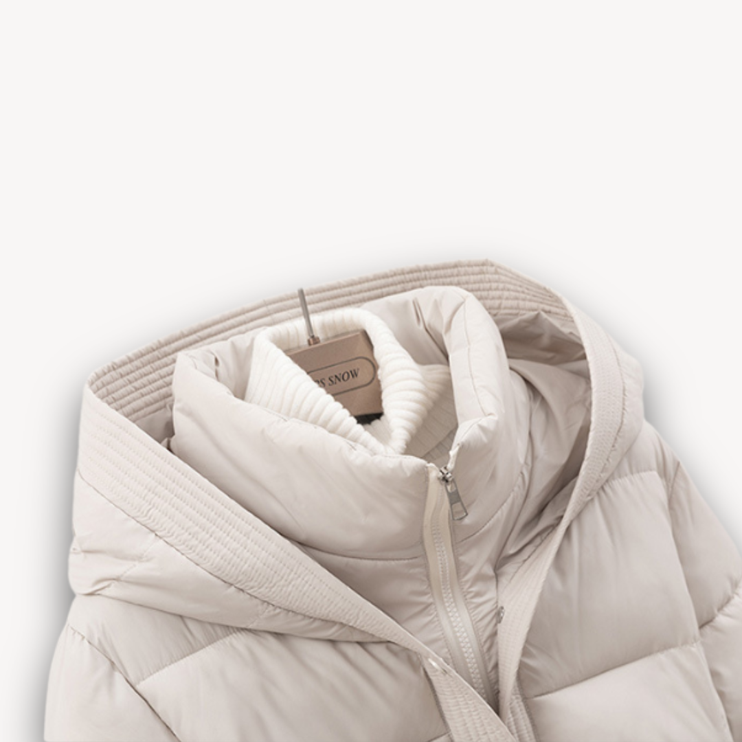 Women's Belted Hooded Puffer Jacket Full-Zip Quilted Fitted-Waist Warm