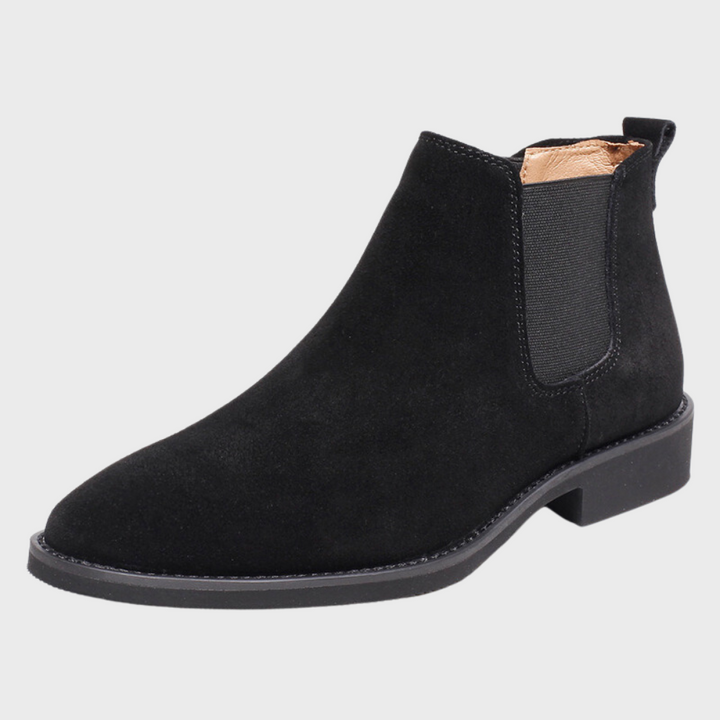 Men's Suede Chelsea Boots Pointed-Toe Elastic Gore Ankle Slip-On