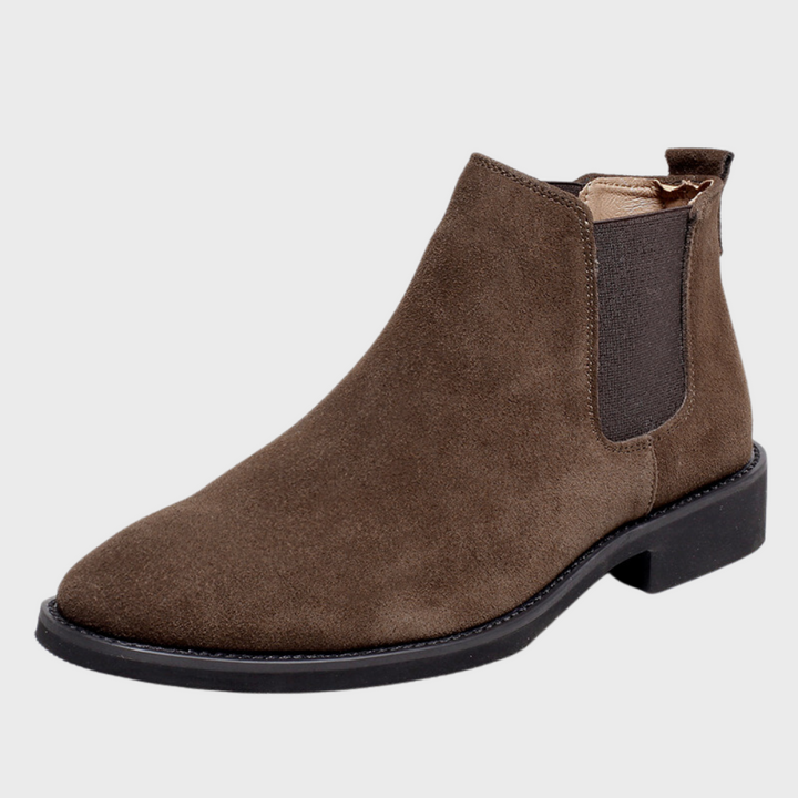 Men's Suede Chelsea Boots Pointed-Toe Elastic Gore Ankle Slip-On