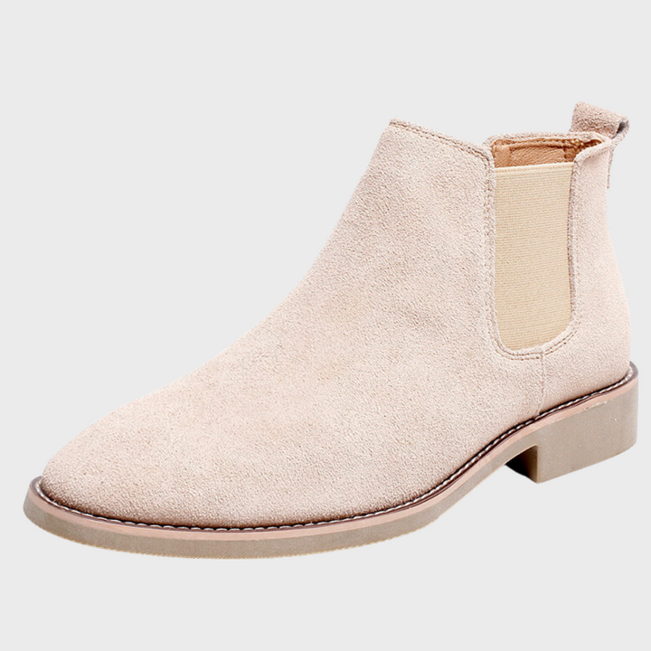 Men's Suede Chelsea Boots Pointed-Toe Elastic Gore Ankle Slip-On