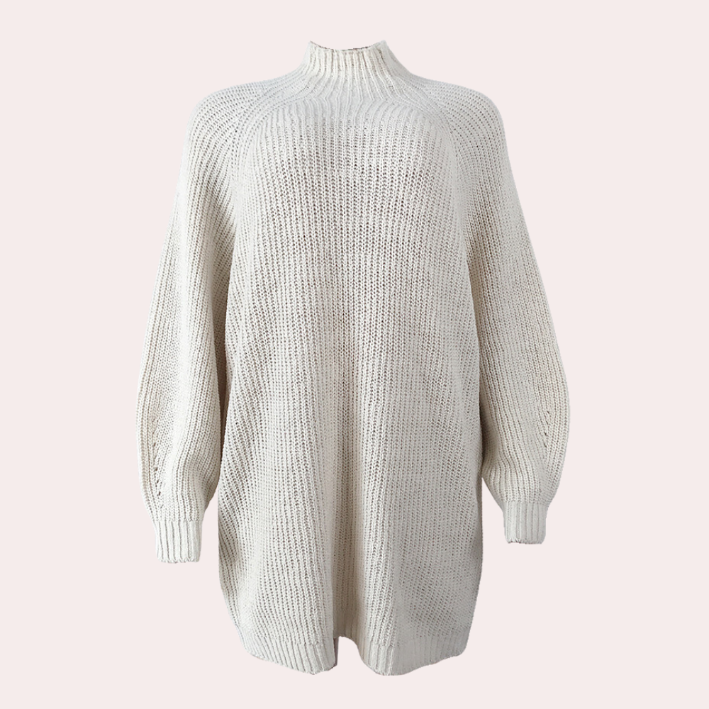 Women's Oversized Turtleneck Knit Sweater Dress Long-Sleeve Ribbed Mini Winter