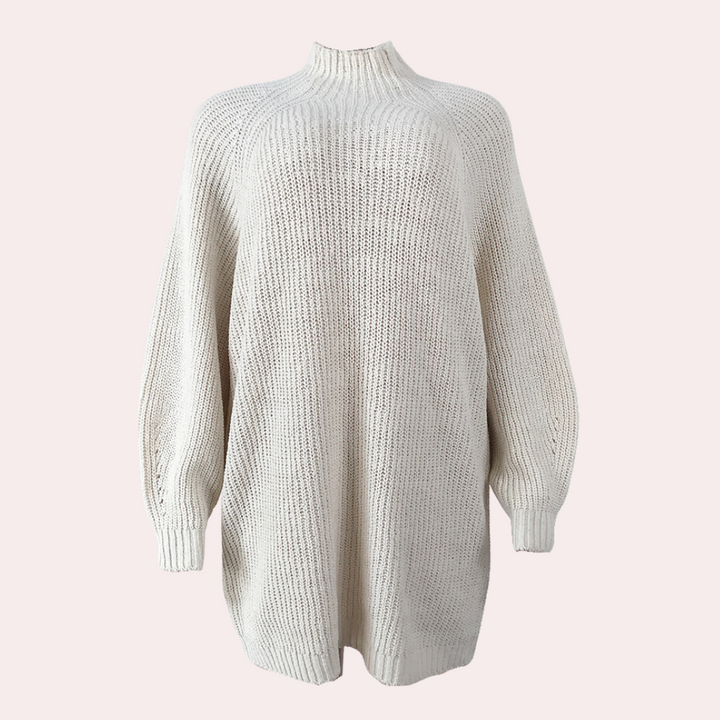 Women's Oversized Turtleneck Knit Sweater Dress Long-Sleeve Ribbed Mini Winter