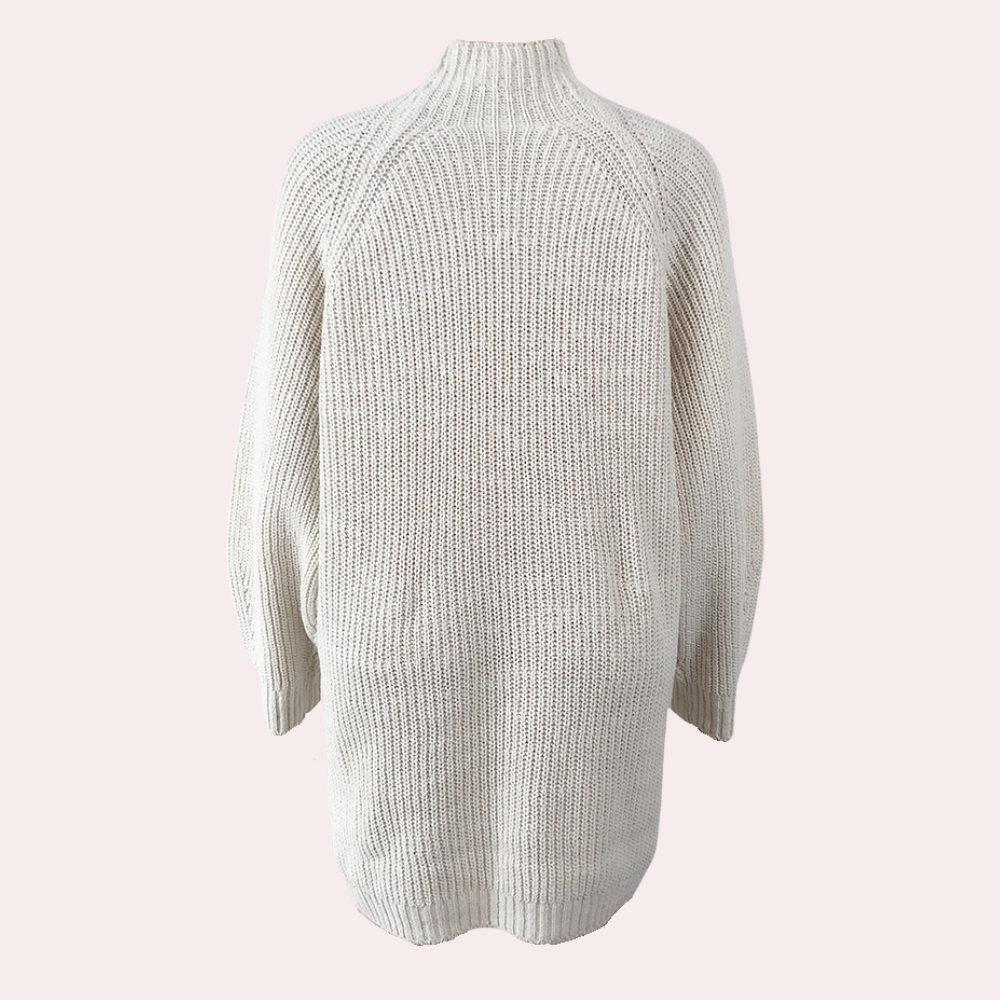 Women's Oversized Turtleneck Knit Sweater Dress Long-Sleeve Ribbed Mini Winter