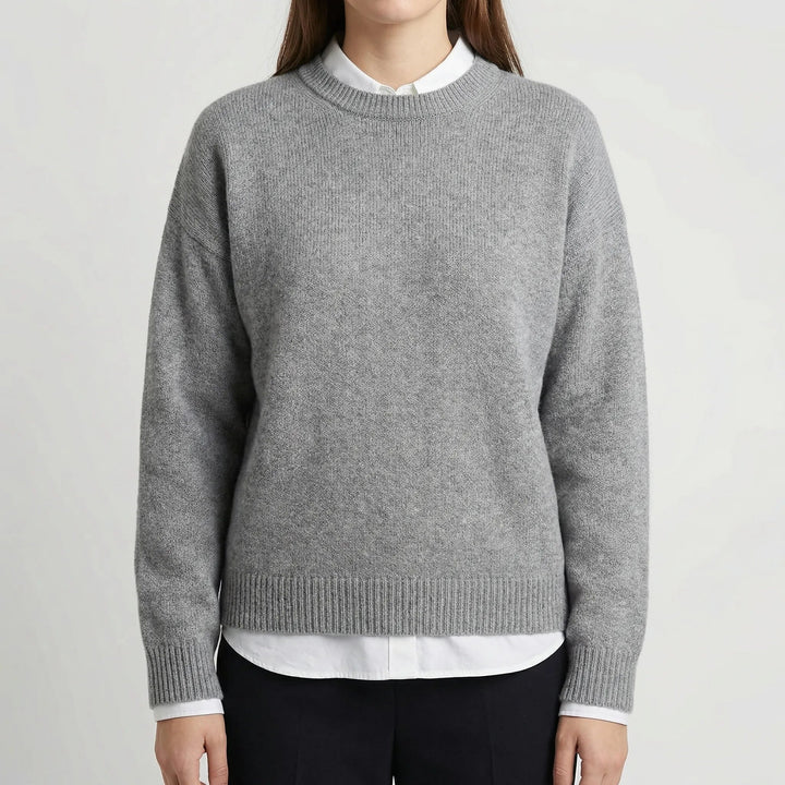 Women's Knit Sweater Round Neck Long-Sleeve Soft Relaxed Pullover Winter Cozy