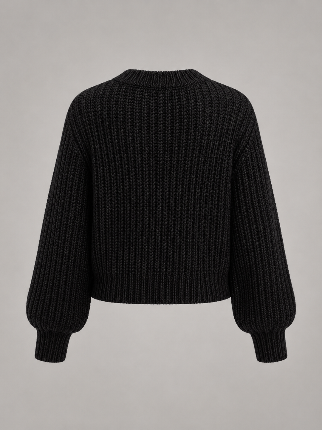 Women's Chunky Cable Knit Oversized Sweater Crewneck Balloon Sleeve Pullover