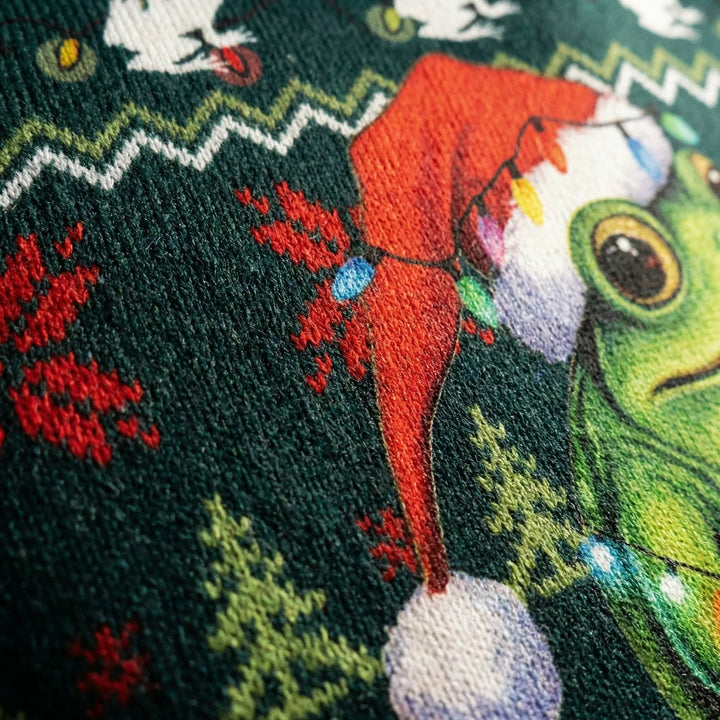 Men's Tacky Christmas Sweater Frog Graphic Festive Ugly Holiday