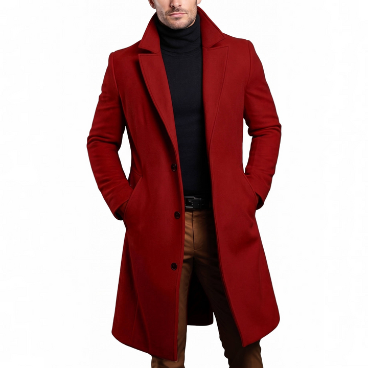 Men's Wool Overcoat Notch Lapel Single-Breasted Tailored Long Winter Coat
