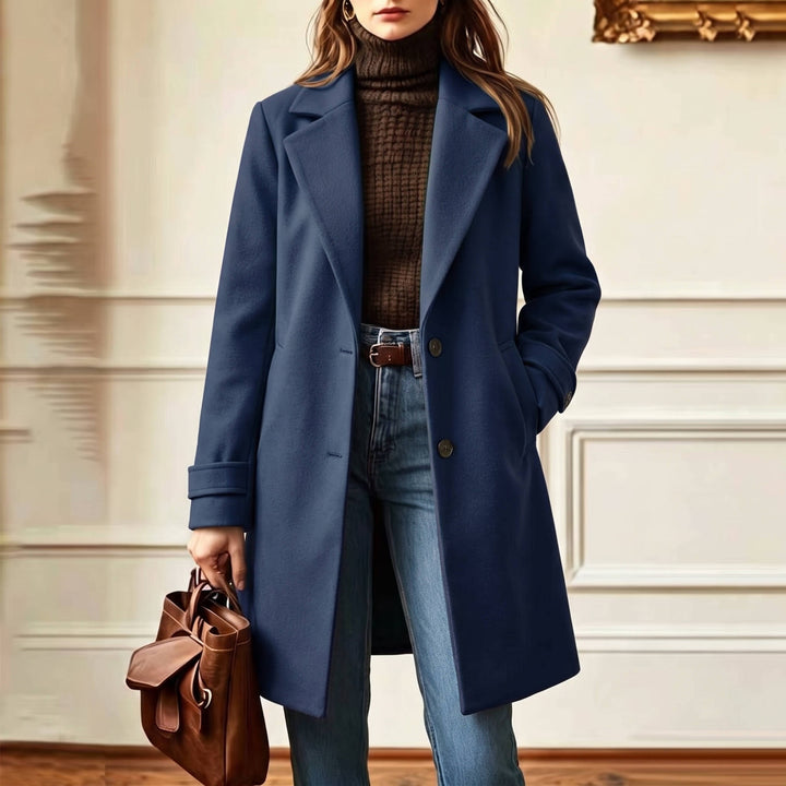 Women's Tweed Wool Coat Plaid Notch Lapel Button-Front Retro Long Winter Overcoat