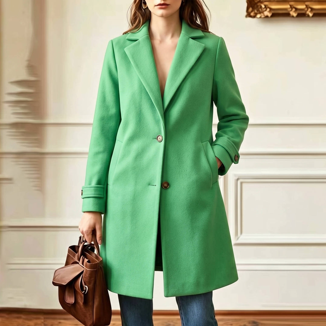 Women's Tweed Wool Coat Plaid Notch Lapel Button-Front Retro Long Winter Overcoat
