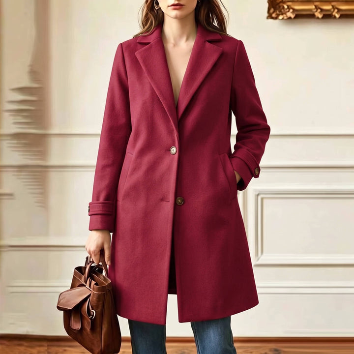 Women's Tweed Wool Coat Plaid Notch Lapel Button-Front Retro Long Winter Overcoat