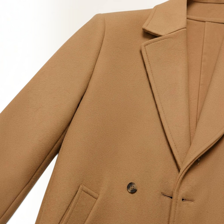 Men's Wool Overcoat Notch Lapel Single-Breasted Tailored Long Winter Coat