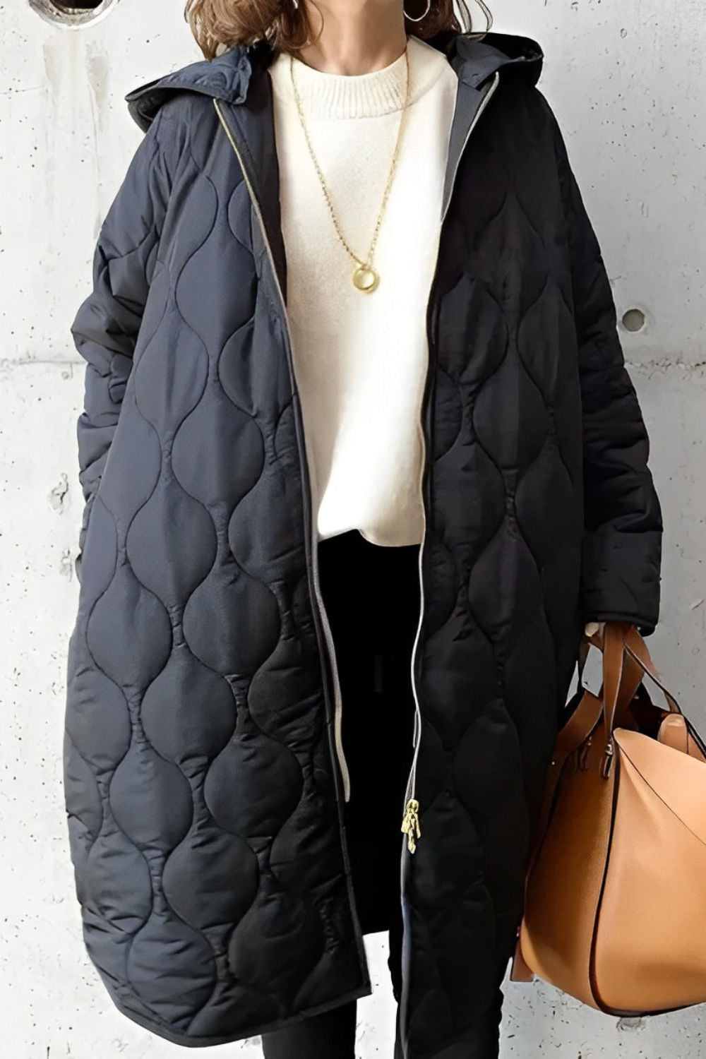 Women's Long Padded Hooded Parka Coat Zip-Up Quilted Winter Jacket