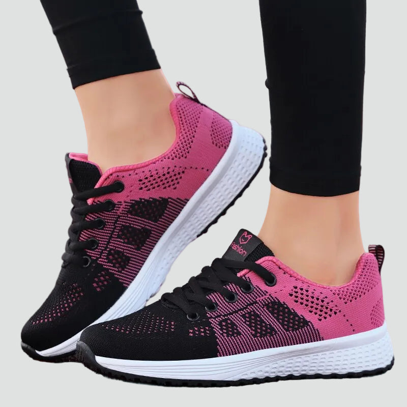 Women's Knit Mesh Running Sneakers Lace-Up Lightweight Cushioned Walking