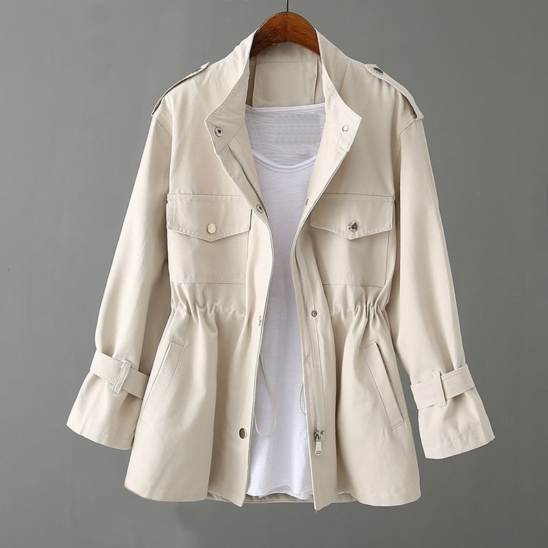 Women's Double-Breasted Trench Coat Notch Lapel Belted Longline Storm-Flap Classic