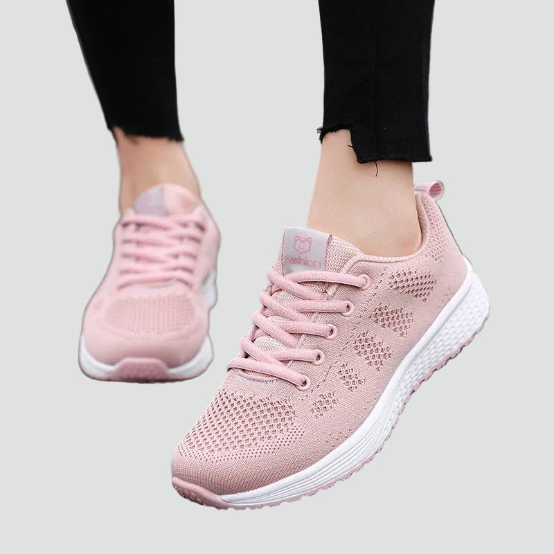 Women's Knit Mesh Running Sneakers Lace-Up Lightweight Cushioned Walking