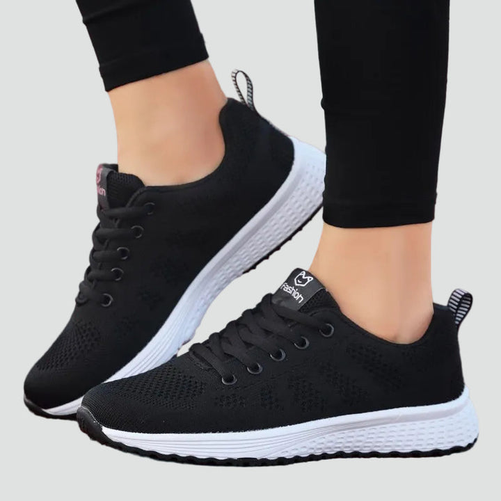 Women's Knit Mesh Running Sneakers Lace-Up Lightweight Cushioned Walking