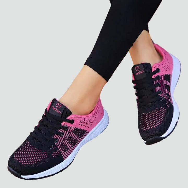 Women's Knit Mesh Running Sneakers Lace-Up Lightweight Cushioned Walking