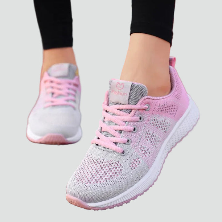 Women's Knit Mesh Running Sneakers Lace-Up Lightweight Cushioned Walking